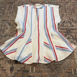 Marie Oliver Striped Sleeveless Knit Top in White, Light Blue & Red